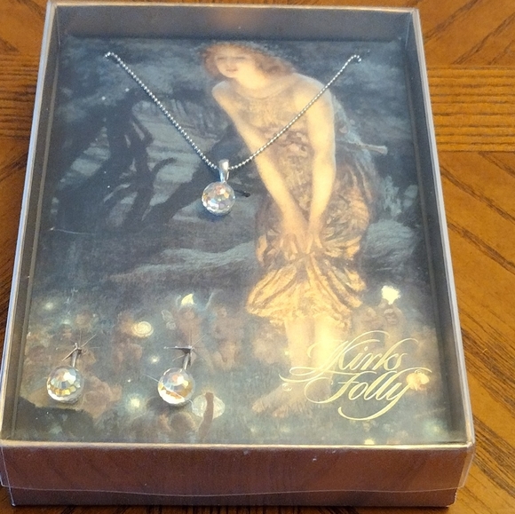 Kirks Folly Crystal Ball Prism Necklace and Clip On Earrings Set New in Box - Picture 5 of 7